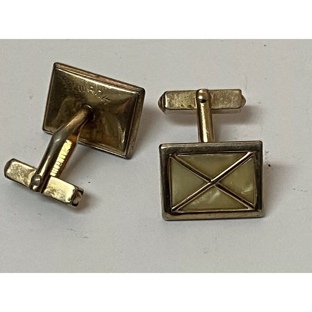 Vintage SWANK Men’s Cuff Links Yellow Square Cross “X” Marbled High End Rare